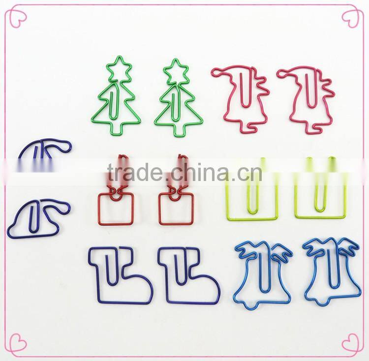 Festival gift colorful christmas cap shape metal wire paper clips