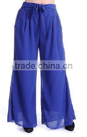 western stylish women's loose chiffon wide leg pants Long trousers