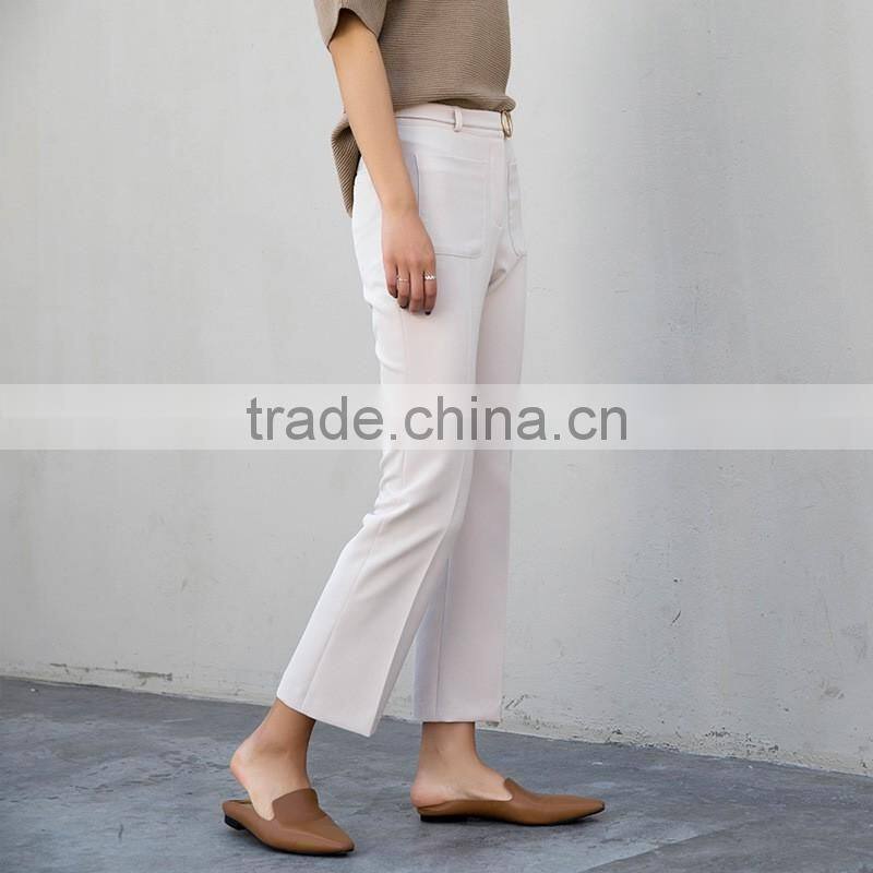 2017 New Fashion Women Wide Leg Pants White High Waist Trousers