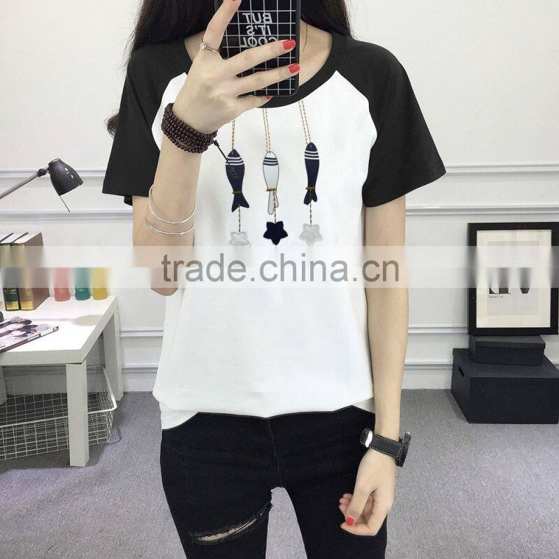 Custom Fashionable Logo Printing women Round Neck Short Sleeves T shirt