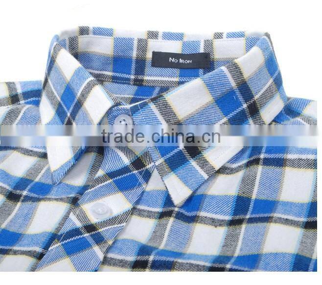 Cotton flannel shirt for man brushed flannel checks shirts
