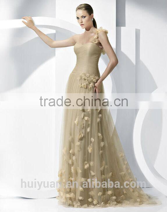 new one shoulder full length chiffon masquerade ball gown