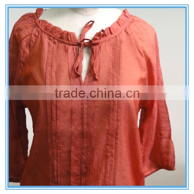 Women Loose Three Quarter Sleeve Casual Blouse Designs For Fat Woman