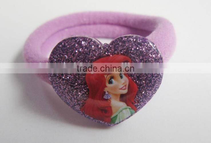 Cartoon princess hairband blue flower charm pony holder promotional items 2016 rubber band