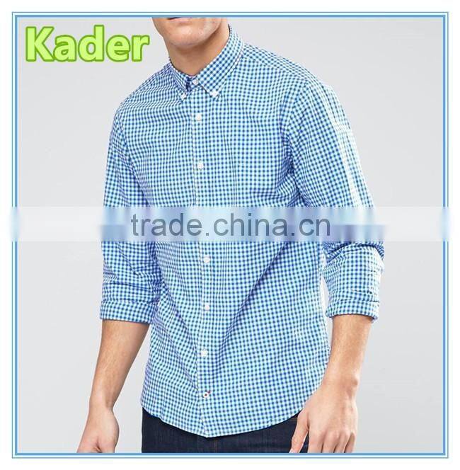 Small dri fit gingham check shirts long sleeve for men