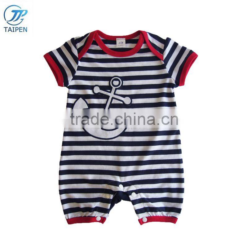 2017 Spring Baby Bodysuit Stripe Newborn Baby Clothes Embroidery Pattern Toddler Unisex Romper