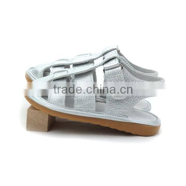 Children shoes silver leather handmade squeaky shoes