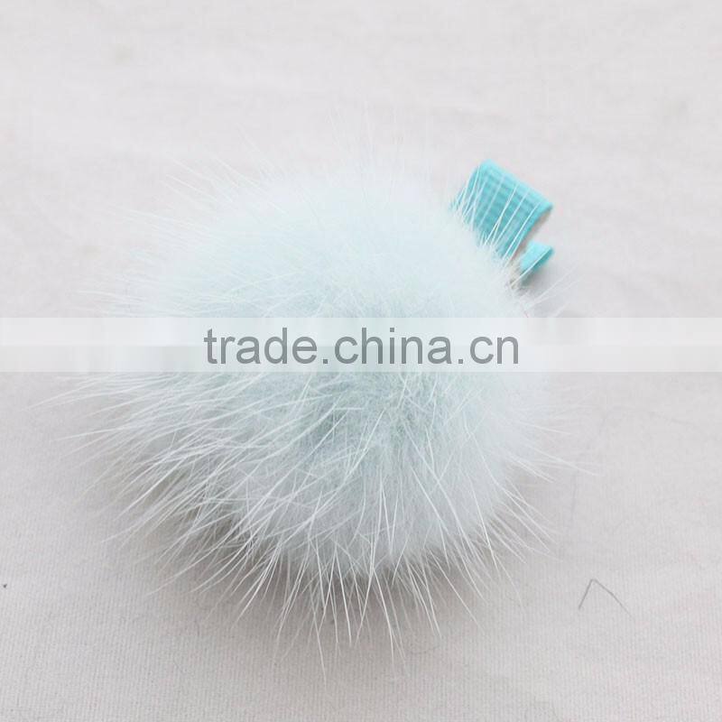 Myfur Summer Color Mint Green Genuine Mink Fur Pompoms Accessory for Hairpin