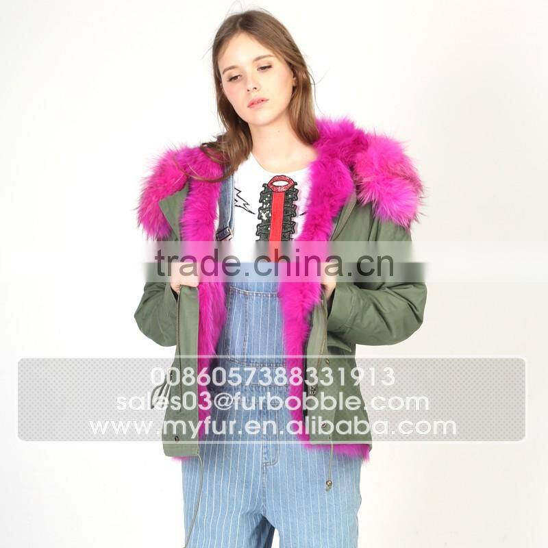 Myfur Long Parka Luxury Real Thick Fox Body Fur Trimmed Hood Popular Parka