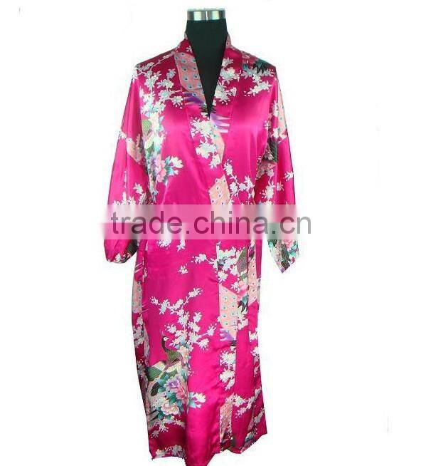 Silk kimono dress Women Robe Gown Bathrobe Sleepwear SW008