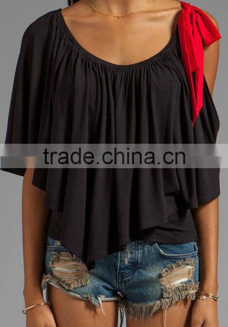 contrast color tie closure tops