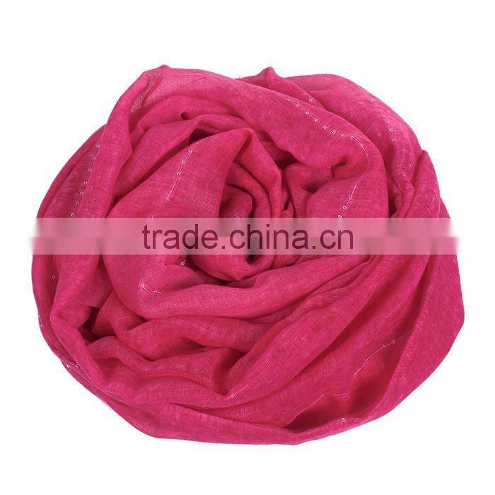 Polyester Scarves & Wraps Rectangle Silver Red Sequins Lady Scarf