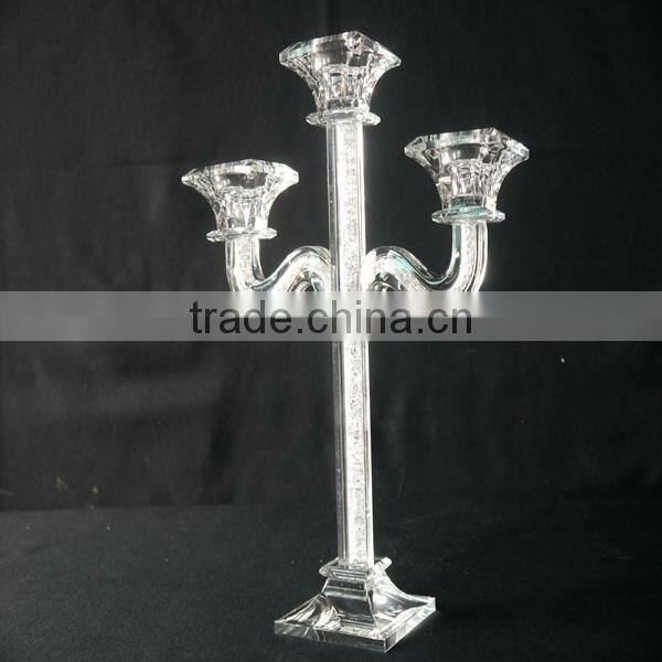Wholesale Clear Crystal Long Stem Candle Holder For Wedding Table Decoration