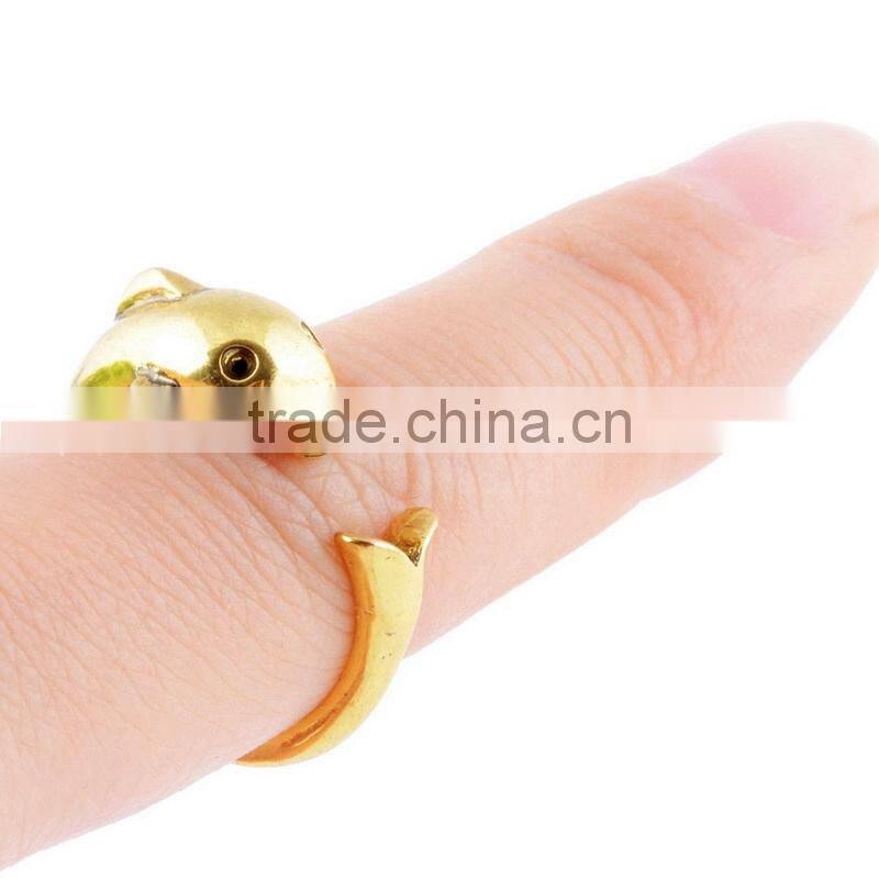 Animal Wrap Rings Gold Silver Plated Dolphin Unique Rings Jewelry Resizable