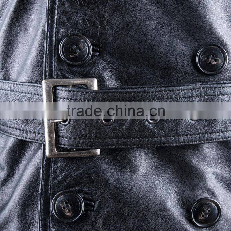 DOUBLE PRESS OFFICER LEATHER COAT SHEEP LEATHER