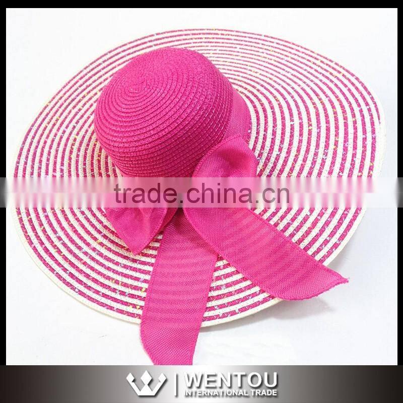 Women Floppy Large Brim Stripe Sun Hat