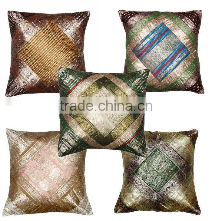 Silk Brocade cushion Cover , Handlooms Indian handicraft exporter