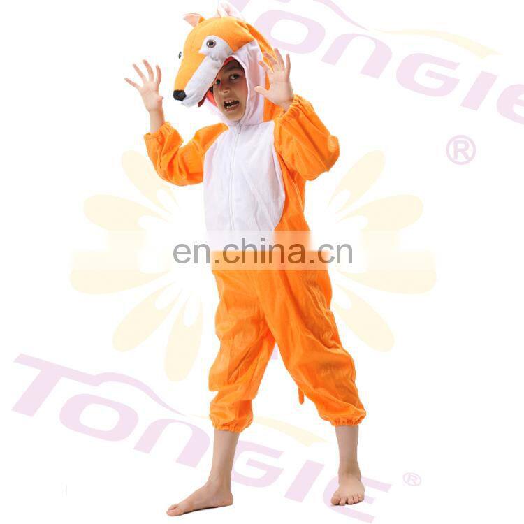 Short floss orange fox animal mascot cosplay costume for kids