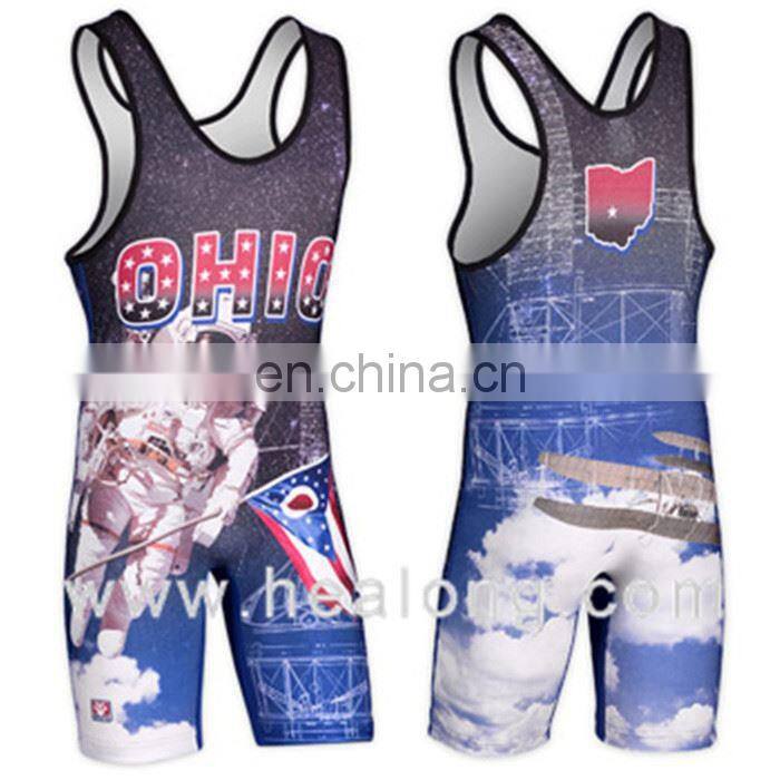 Healong Dye-Sublimation Printing 2014 Wrestling Jersey No Name