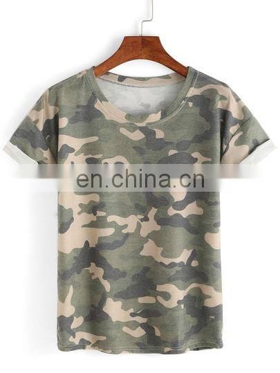 100% polyester camouflage printed short sleeve t-shirt