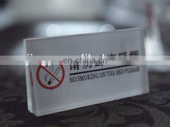 Square white acrylic sign holder folding acrylic no smoking sign stand