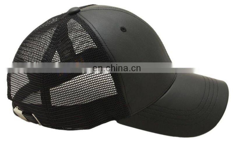 Baseball Cap Leather Lambskin Precurved Bill Snapback 'Baseball Cap
