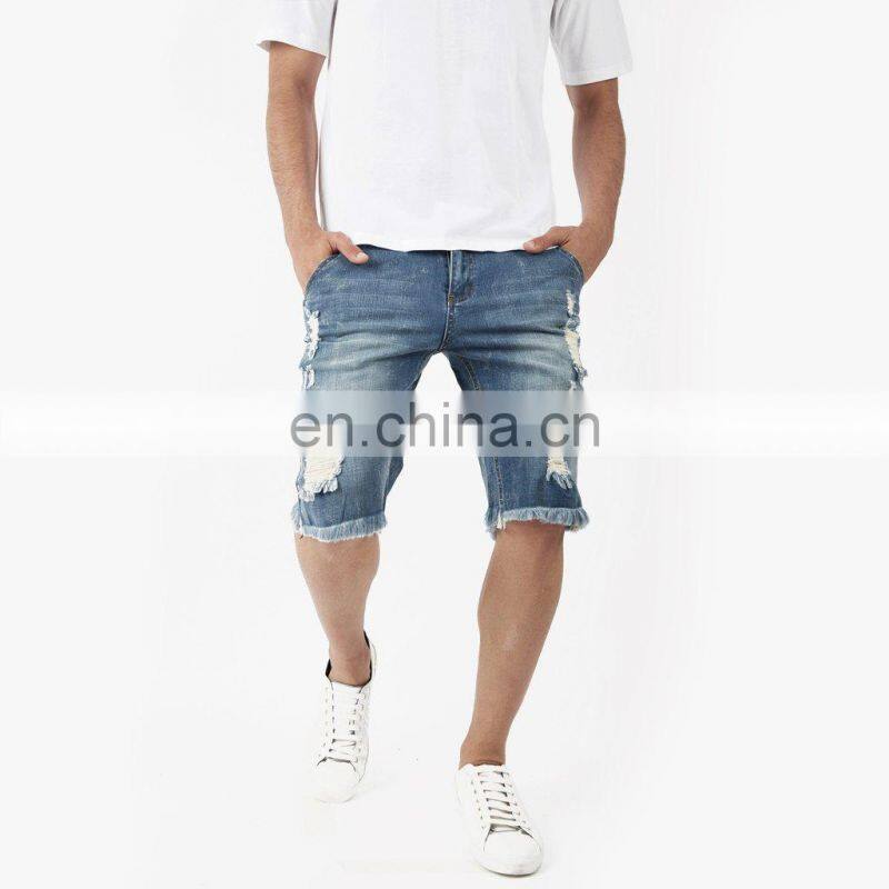 DiZNEW Manufacturers Wholesale Ripped Straight Half Pants Shorts Jeans Men