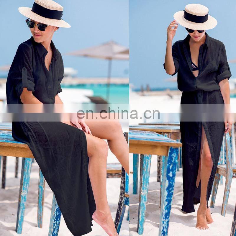 black white Summer Women Plus Size Beachwear Cover-ups White Cotton Tunic Beach Wrap Bath Dress Swim Suit Bikini Cover Up Woman