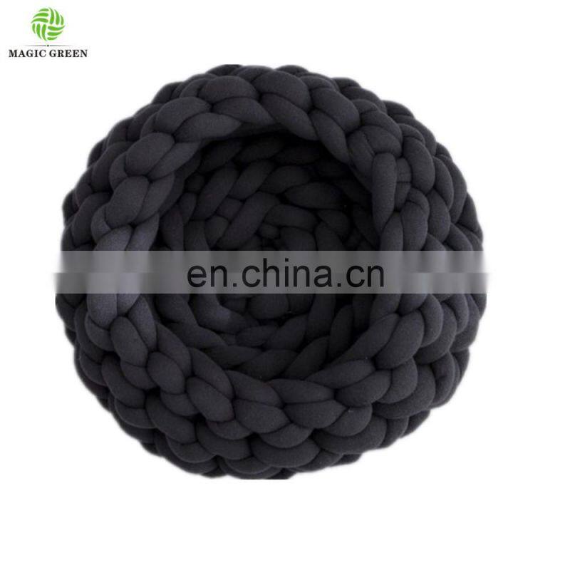 12 colors stock 100% COTTON SEAMLESS D2-3cm machine washable roving yarn filled tube braid hand knit pet plaid house bed