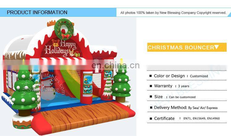 Inflatable Advertising 25ft christmas inflatable santa,outhouse Inflatable Christmas Bouncer Castle decoration