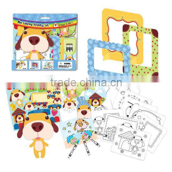 Kids Gift Stationery Photo frame Crayon Sticker Note pad Kitty Cat Animals Mini Coloring Activity kit Drawing set