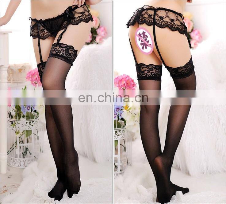 Sexy Womens Sheer Lace Top Thigh-Highs Stockings & Garter Belt Suspender Set