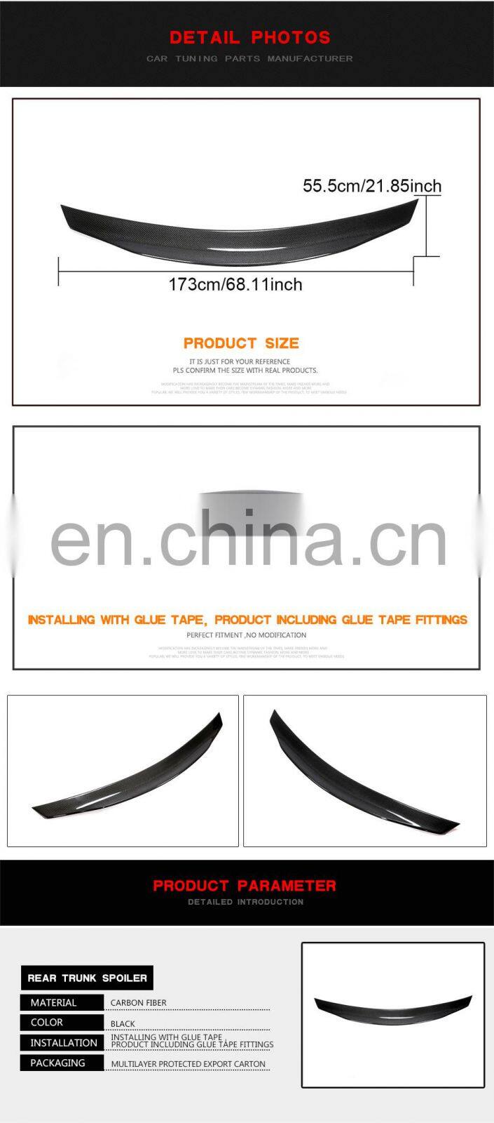 Carbon Fiber W221 Rear Spoiler for Mercedes Benz S450 S500 S550 S63 S65 AMG Sedan 4-Door 08-13