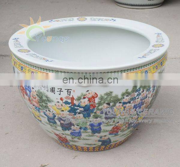 Retail big completely weatherproof porcelain ceramic fish pot and garden planter pot