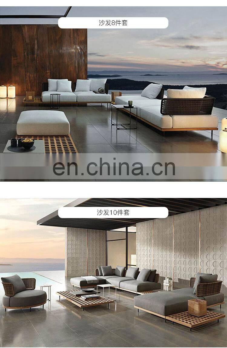 Hand-made Patio Outdoor Rattan Furniture Rope Weaving Sofa Set for Garden Furniture Outdoor