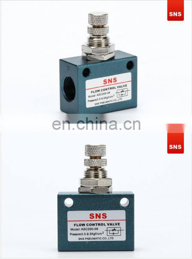 SNS ASC Series manual pneumatic one way flow speed throttle valve air control valve