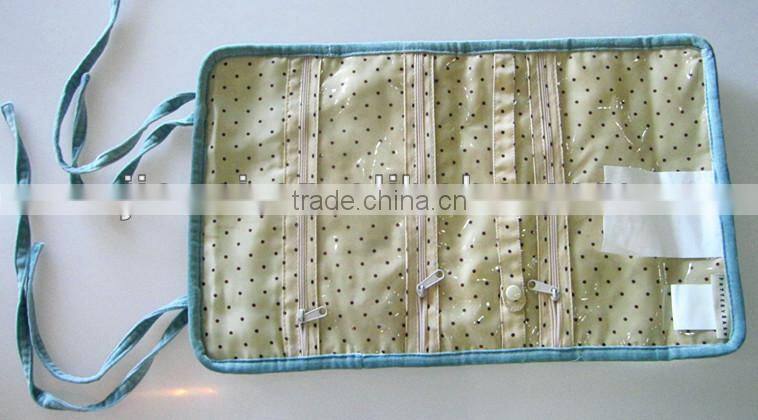 cotton velvet fabric quilted jewellery roll