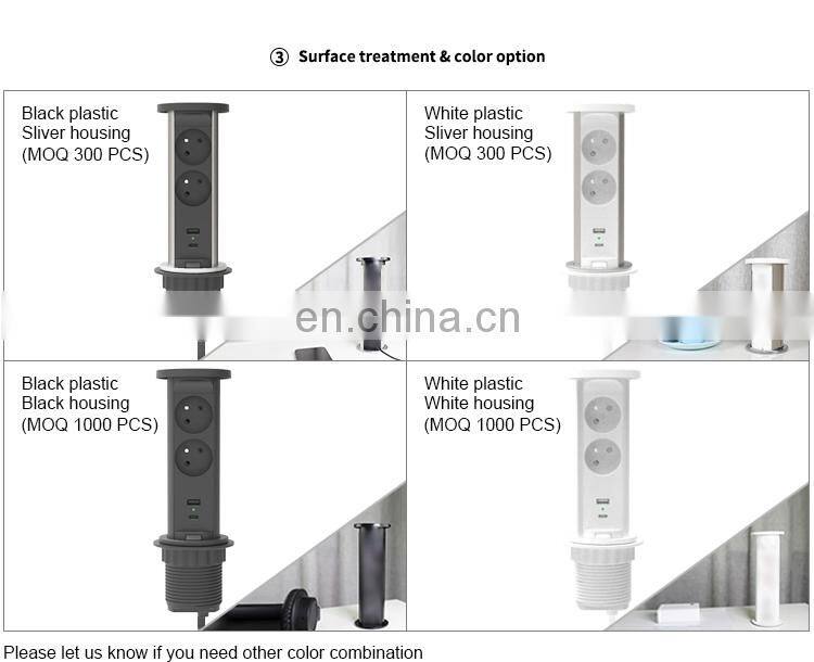 Water Proof Vertical French Tower Hidden Socket For desktop