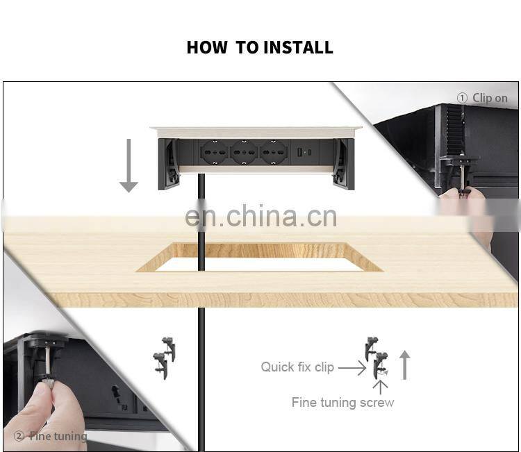 Flip power box for Office desk with USB A C charger
