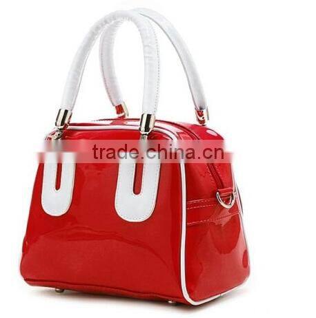 Smooth leather bright PU handbag