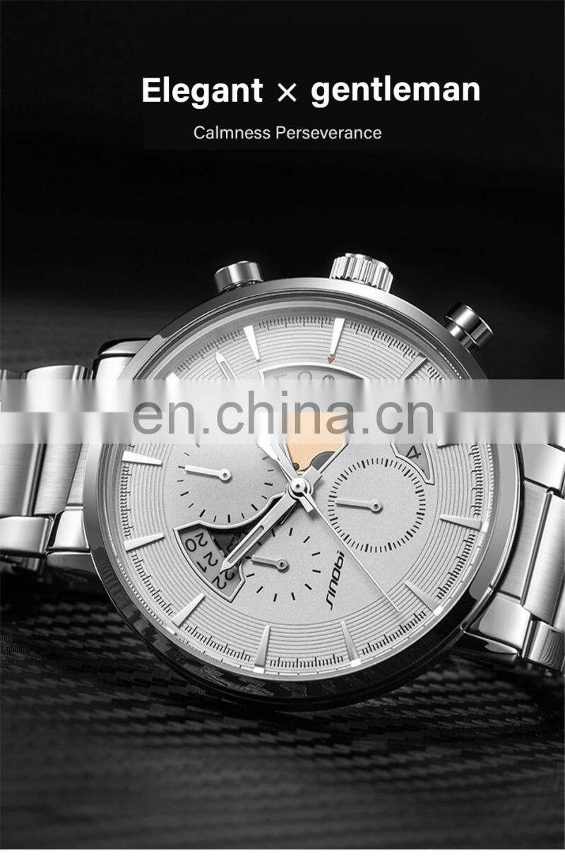SINOBI Mens Style Watches S9829G Creative Men Watch Luminous with Date Window Chronograph Timepiece Clock Watch