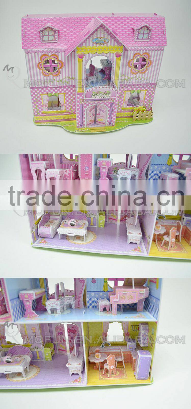 Mini Qute Princess Cabin Girls building blocks 3d paper puzzle diy model cardboard jigsaw puzzle game educational toy NO.B468-16