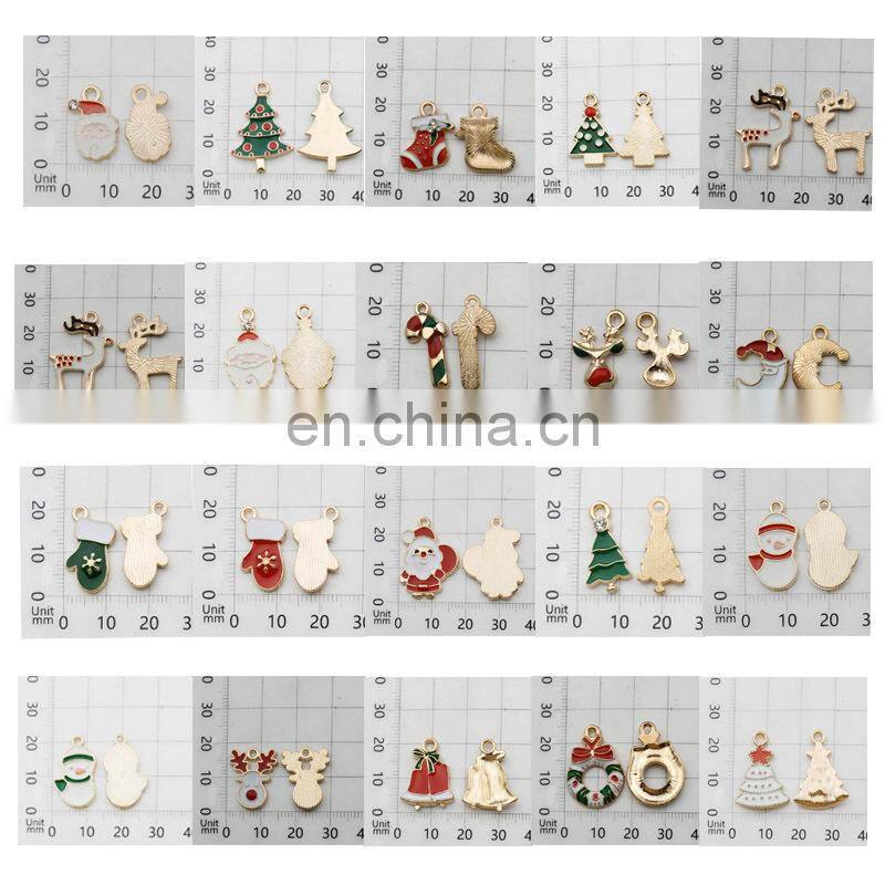Mixed Christmas Charms Pendants Enamel Bracelet Party Home Metal Craft Decoration Tree Hanging DIY Jewelry Accessories
