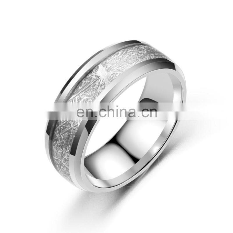 8mm Silk Grain Stainless Steel Ring For Men Women Jewelry
