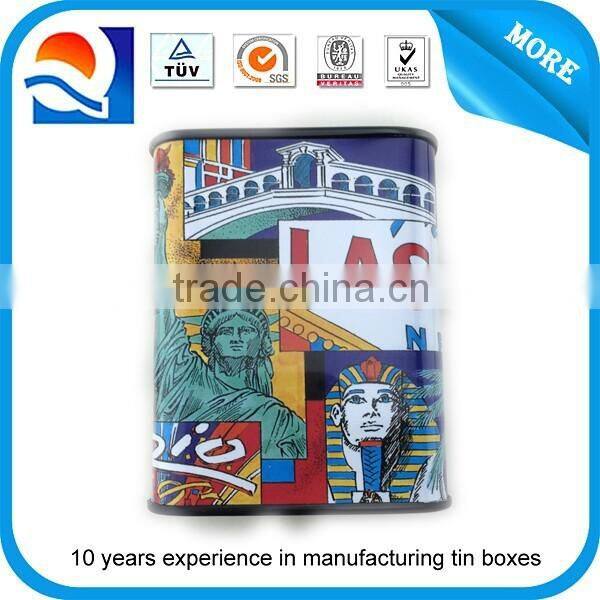 Las vegas printed metal tin coin bank