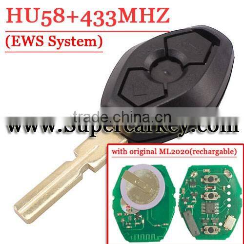 Best Quality 3 Button EWS Remote Key Hu58 433 MHZ with rechargable battery For BW