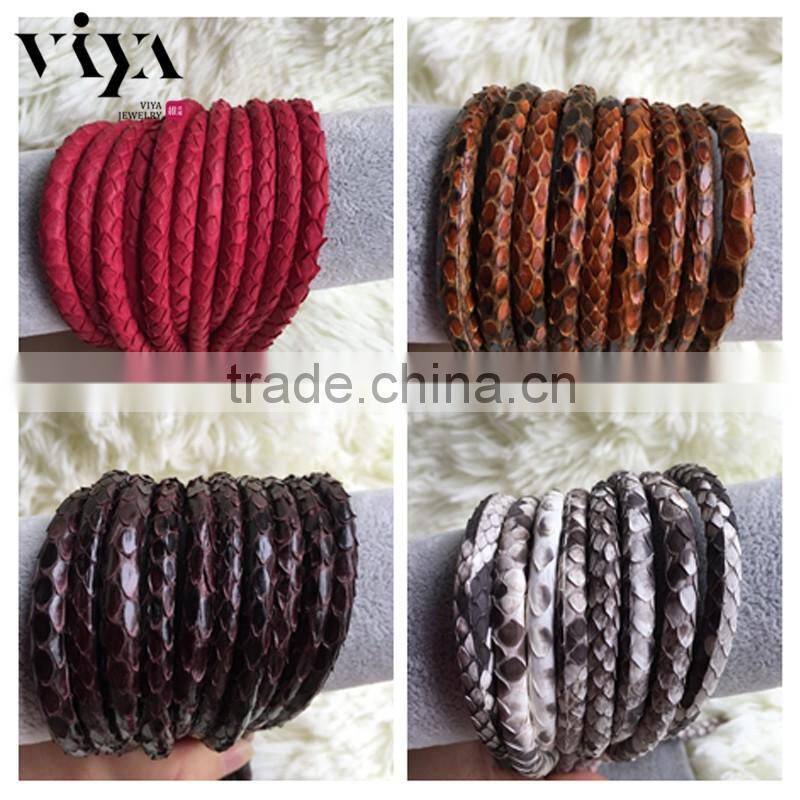 China Factory Wholesale Leather Cord/Rope 100% Python Snake Leather Cord with High Quality End