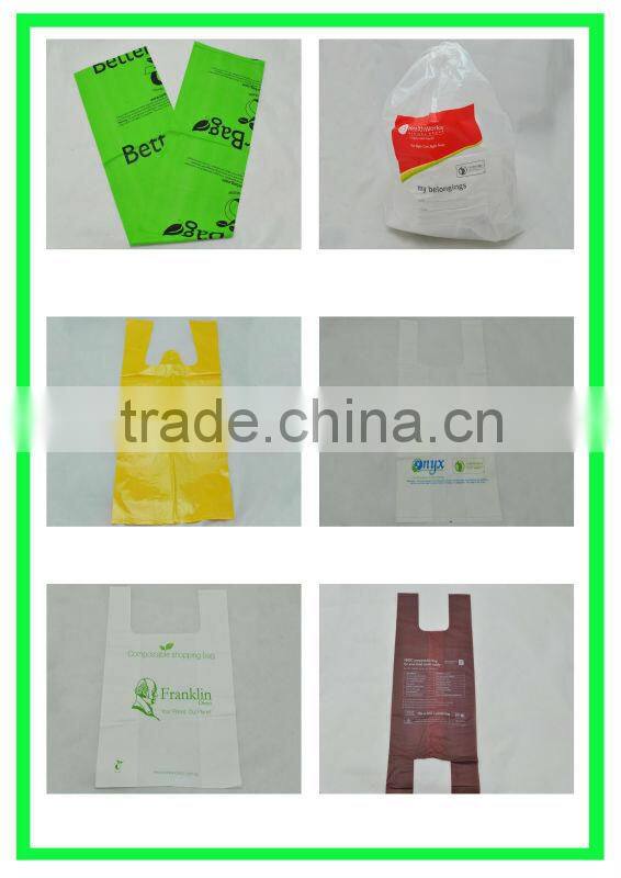 2014NEW white Biodegradable plastic T-shirt bag