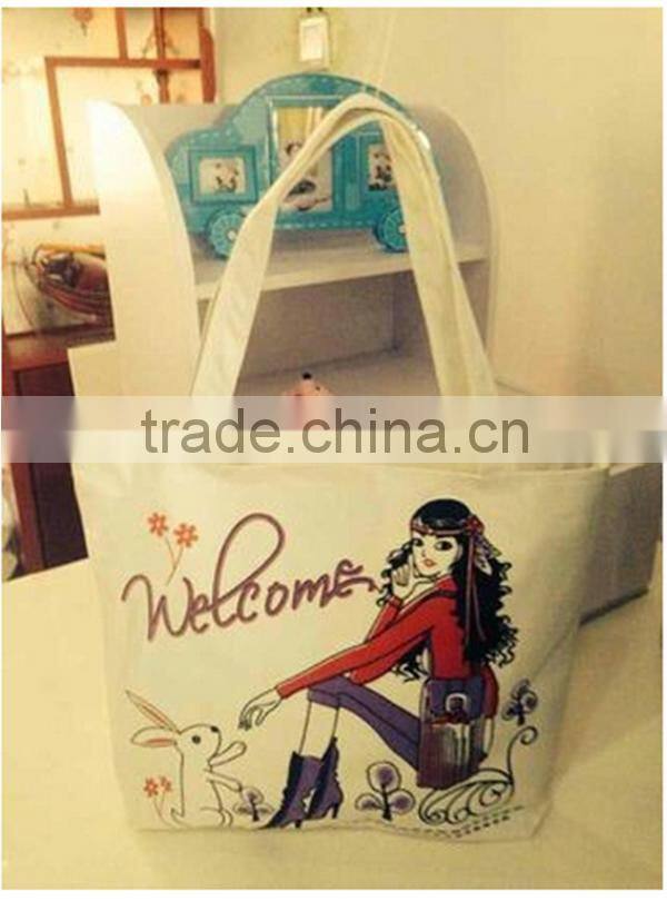 Fashion printing canvas bags large women hot canvas tote shopping bag