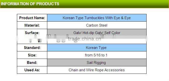 korean type zinc-plated die-casting turnbuckle